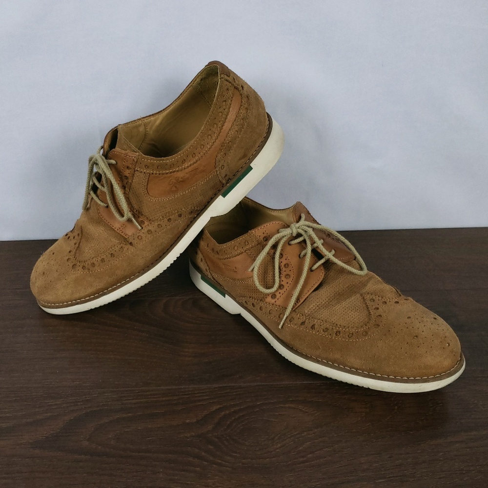 Galizio Torresi Made in Italy Brown Suede Shoes Wingtip Oxford Size US 8.5 EU 42